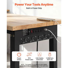 72 x 24-Inch Adjustable Workbench 5000 LBS Capacity Oak Wood Top 4 AC Outlets & 2 USB Ports