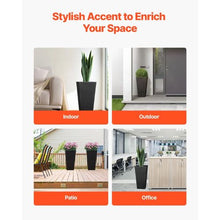 22" Tall Outdoor Planters Black Square Flower Pots (Set of 2)
