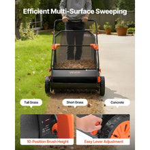 26-Inch Push Lawn Sweeper 7 Cu. Ft. Hopper Adjustable Brushes Rubber Wheels Leaf Collector