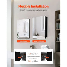 24x30 Inch Medicine Cabinet with Mirror Aluminum Frame 2-Layer Adjustable Shelves Recessed & Wall-Mounted for Bathroom