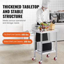 24 x 18 In Stainless Steel Work Table with 4 Wheels  for Commercial Kitchen Restaurant  GZT614585