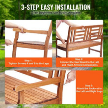 48-Inch Wood Outdoor Bench 700 lbs Capacity with Backrest and Armrests – Ideal for Garden Park Patio Yard Front Porch