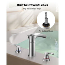 Roman Tub Faucet 3-Hole Waterfall Bathtub Faucet Set 2 Handles Deck Mount Hot & Cold Silver