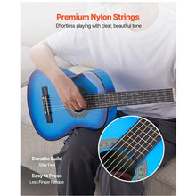 30 Inch Classical Guitar Starter Kit Blue Basswood Guitar with Gig Bag & Accessories