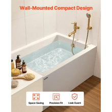 48" x 30" Contemporary Alcove Acrylic Bathtub Soaking Tub with Left Hand Drain Overflow Hole Integral Flange (White)