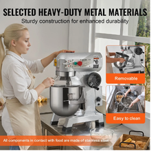 Commercial Food Mixer 10 Qt 450W 3-Speed Dough Hook & Whisk