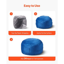 3ft Round Memory Foam Bean Bag Chair with Removable Washable Dutch Velvet Cover (Blue)