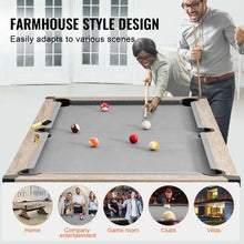 7ft 3-in-1 Pool Dining Tennis Table – Wood Finish Grey Cloth for Family Game Room Kids Adults