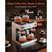 Commercial Drip Coffee Maker 24 Cups 4 Carafes Dual-Head Brewer Stainless Steel for Restaurant & Office
