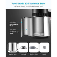 6L Water Distiller 1.6 Gallon Pure Water Purifier for Home 900W Glass Pot Distilled Maker with Stainless Steel Interior - (Silver)
