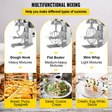Commercial Food Mixer 20 Qt 750W 3-Speed Dough Hook & Whisk