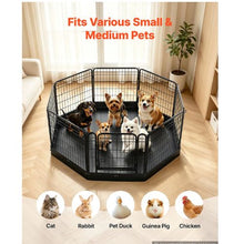 Dog Playpen 24" 8-Panel Foldable Metal Fence with Door & Bottom Pad Black
