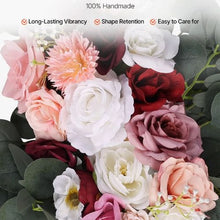 21' Ft Blush Pink with Ivory Wedding Arch Draping Fabric Reception Backdrop Wedding Decoration Artificial Wedding Arch Flowers Kit XH-HQ05 (Pack of 4)