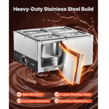 Chocolate Melting Machine 4-Tank 17.6 Lbs 1200W Melter Water Bath Heating 86–185°F