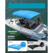 4 Bow Boat Bimini Top – 600D Waterproof Polyester Canopy Aluminum Frame Sun Shade Awning with Storage Bag 96 L x 79-84 W x 54 H (Pacific Blue)