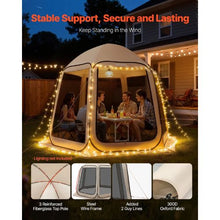 10 x 9.2 ft Pop-Up Screen Tent 4–8 Person Screened Canopy Shelter with Netting Sides Stakes & Carry Bag – (Beige)
