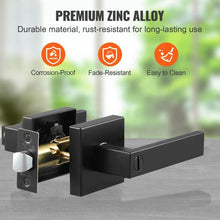Privacy Door Handle Matte Black Reversible Door Lever with Keyless Lock 45° Turn Square Interior for Bed & Bath (Pack of 10)
