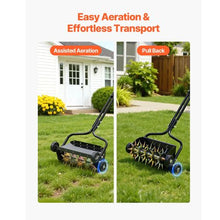 18-Inch Manual Lawn Aerator 4-Wheel Spike Aerator 40 LBS Capacity Rolling Yard Tool