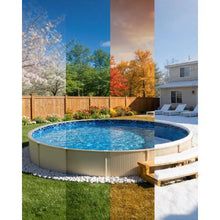18ft Round Pool Liner – Overlap Vinyl for 52in Steel Above-Ground Pools Boulder Swirl