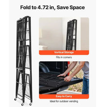 4-Tier Foldable Storage Shelf with Wheels & Hooks (Black)