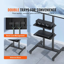 32 to 70 In Mobile TV Stand and Wheels Double Tray for Audio-Visual Devices for Bedroom Living Room (Rolling)