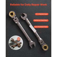 24-Piece Flex-Head Ratcheting Wrench Set SAE & Metric Cr-V Steel with Case