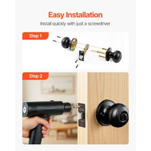 Matte Black Privacy Door Knob Round Ball Design with Thumb Turn Keyless Lock (Pack of 6)