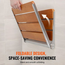 Folding Teak Shower Seat Wall-Mounted Fold-Down Bench 500 LB Capacity