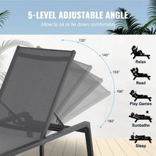 Outdoor Chaise Lounge Chair Aluminum 5 Adjustable Positions – (Dark Grey)