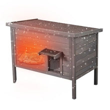 Weatherproof Outdoor Cat House with Foam Insulation PVC Door Flaps Open Roof and Window 34"L x 22"W x 27"H