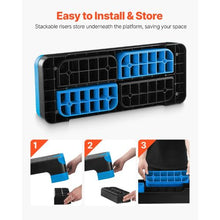 28-Inch Adjustable Aerobic Step Platform with 4 Risers Non-Slip Surface for Cardio & Strength Training (Blue)