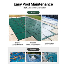 20x40 ft Pool Safety Cover with 4x10 ft Center End Step Mesh Winter Cover (Green)