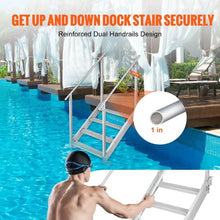 4-Step Dock Ladder Adjustable 30''-38'' Height 500 lbs Capacity Aluminum Dual Handrails