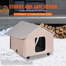 Elevated Heated Cat House with Timer Foldable Outdoor Shelter Heated Pad for Winter Brown (Medium)