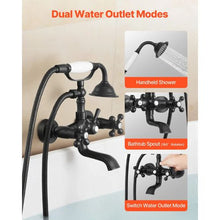 Clawfoot Tub Faucet Wall-Mount Bathtub Filler with Handheld Shower Matte Black Adjustable Arms & 360° Spout