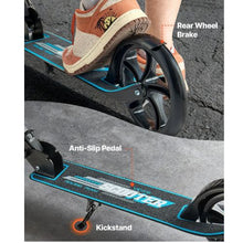 Kick Scooter for Kids 8+ Teens & Adults – 2-Wheel Adjustable Handlebar Anti-Slip Deck  Foldable  Black & Blue Up to 220 lbs