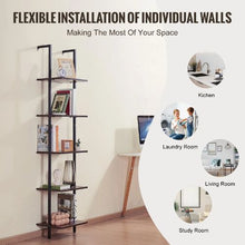 5-Tier Ladder Shelf 15.6 x 11.8 in Open Bookshelf Metal Frame Storage Rack (Black)