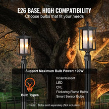 2 Pack Dusk to Dawn Outdoor Post Light Waterproof Lamp Post Fixtures for Garden Pathway