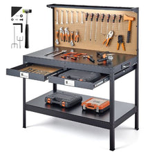 47.2-Inch Hardwood Workbench 242.5 LBS Capacity Pegboard 4 AC Outlets 2 USB Ports & Drawer
