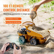 1:18 RC Dump Truck – 9-Channel Remote Control Vehicle with Metal Cabin & Lights, 2 Batteries, for Kids 8+