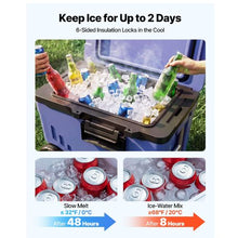 45 Qt Rolling Hard Cooler with Wheels, Leak-Resistant 48-Hour Ice Retention Insulated Ice Chest