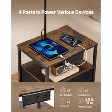 2-Tier Floor Lamp Table with Drawers & Charging