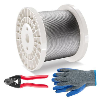 1/8 Inch 7x7 Strand T316 Stainless Steel Braided Aircraft Cable 600FT With Accessories