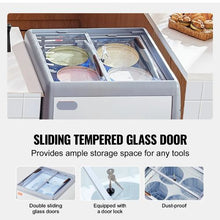 5.6 cu.ft Commercial Ice Cream Display Case 2 Sliding Glass Doors Locking Casters White