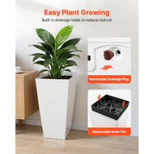 26" Tall Planters Large White Tapered Outdoor Flower Pots with Casters Inner Pots & Drainage (Set of 2)
