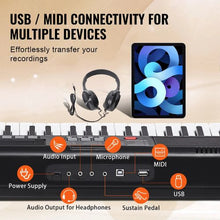 88-Key Folding Keyboard Piano with Bluetooth MIDI Stand & Touch Sensitive Keys for Beginners