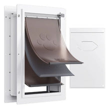 9.29" x 13.19" Pet Door Metal Frame with Lock and 3-Flap System Weatherproof Doggy Door Easy to Install in Interior for Pets