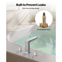 Roman Tub Faucet 3-Hole Waterfall Bathtub Faucet 2 Handles Deck Mount Right-Angle Spout (Silver)