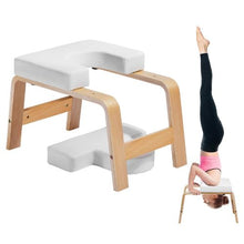 Yoga Headstand Bench – 300lbs Capacity Inversion Chair with Wood Frame & PU Pad for Balance Training Fatigue Relief (White)