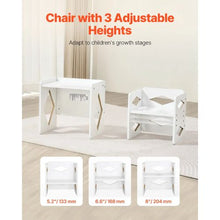 Kids Montessori Table and Chair Set Adjustable Height (White)